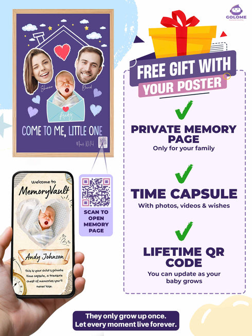 Personalized Family Baby Poster – “Come to Me, Little One” Christian Nursery Wall Art